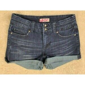 Candies Size 5 Womens Shorts Stretch Dark Wash Mid Rise Cuffed Hem